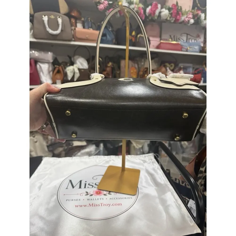 B15-004 Coach Coachtopia Bowling Bag Upcrafted Leather Black/Chalk CDU49 NWT